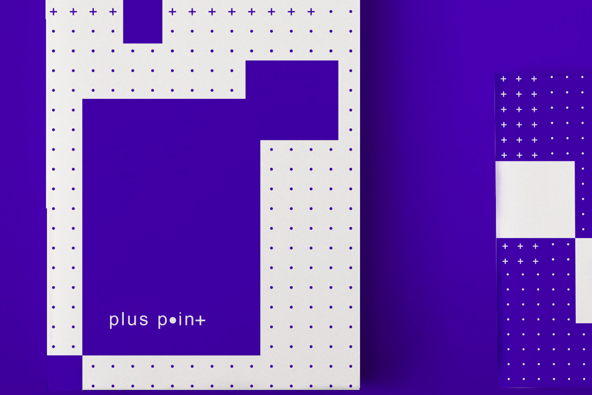 Esempio di immagine coordinata moderna e fluida del brand Plus Point.