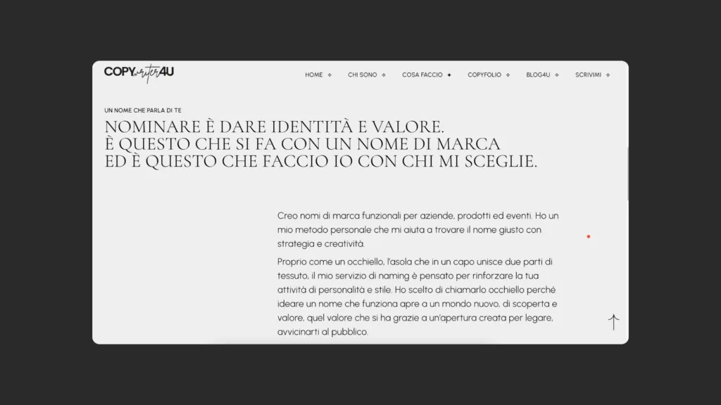 Screenshot di un paragrafo di una pagina web