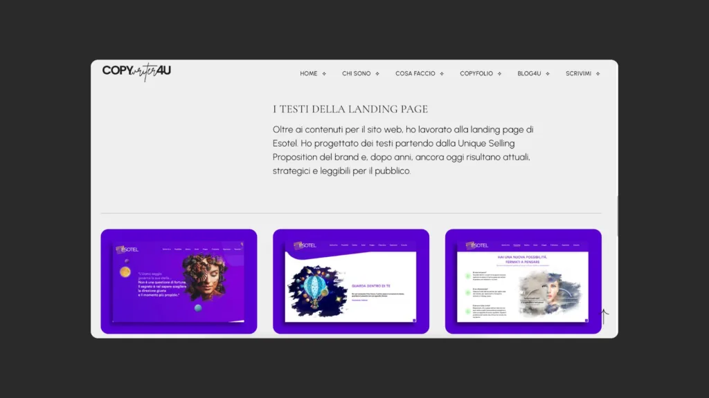 Screenshot di una pagina web dedicata al portfolio clienti
