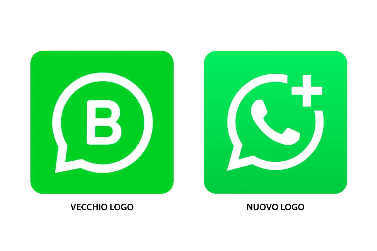 Immagine del vecchio e nuovo logo Whatsapp Business