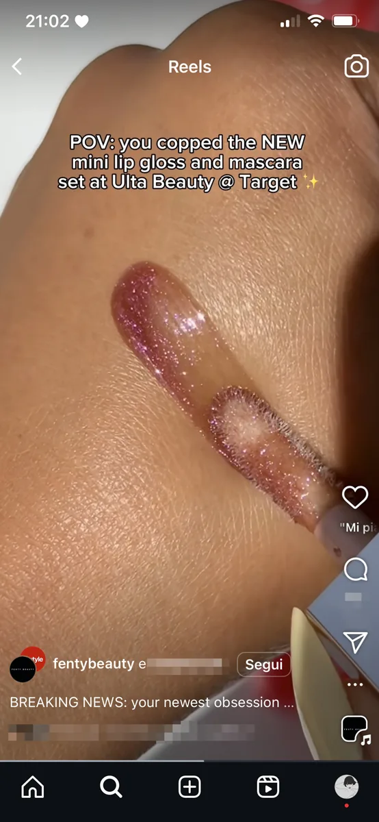 Mini lip gloss e mascara Fenty Beauty disponibili da Ulta Beauty @ Target.