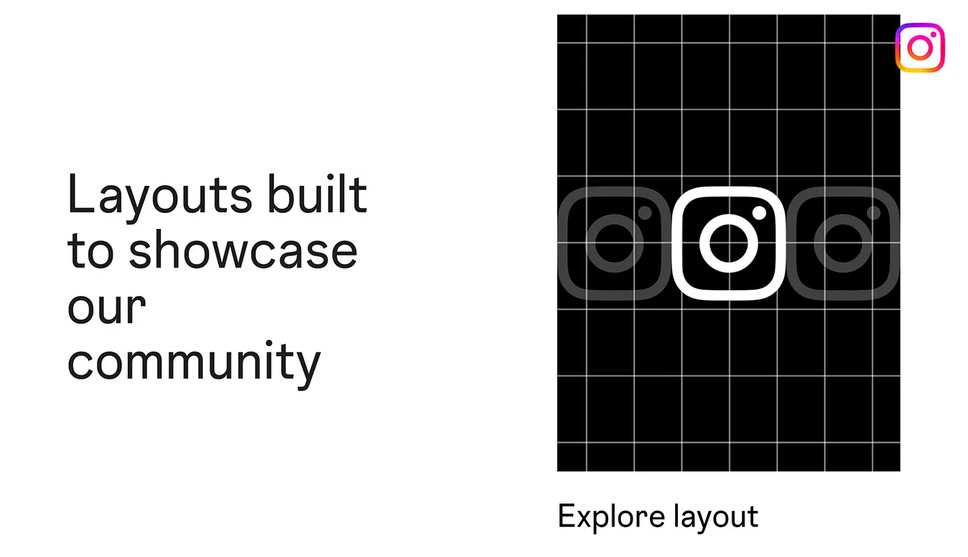 Screenshot della sezione dedicata ai layout nel brand guideline di Instagram.