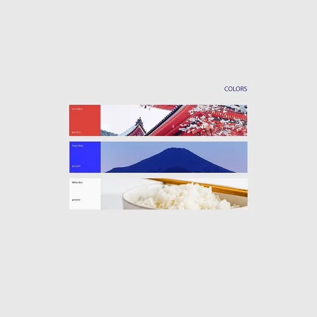 Palette cromatica dei colori del logo professionale Krudo, ispirati al Giappone.
