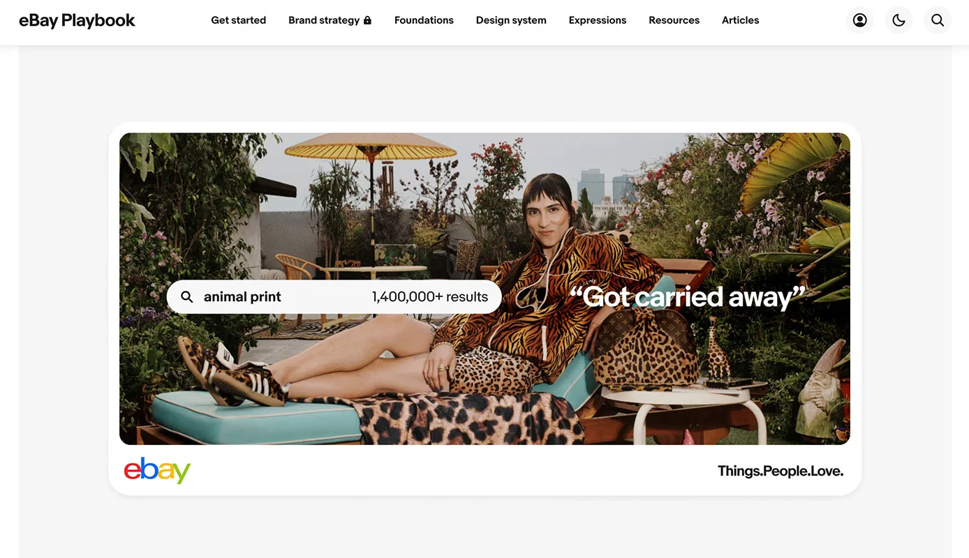Screenshot del brand guideline interattivo di ebay