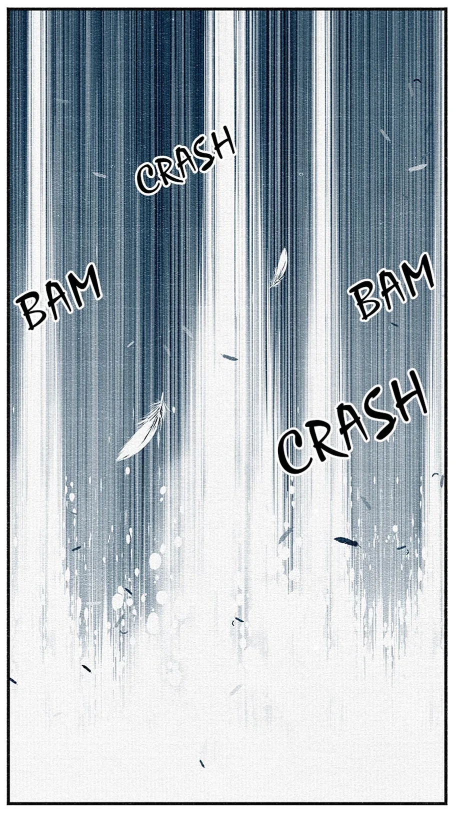 Vignetta webtoon con parole onomatopeiche in inglese