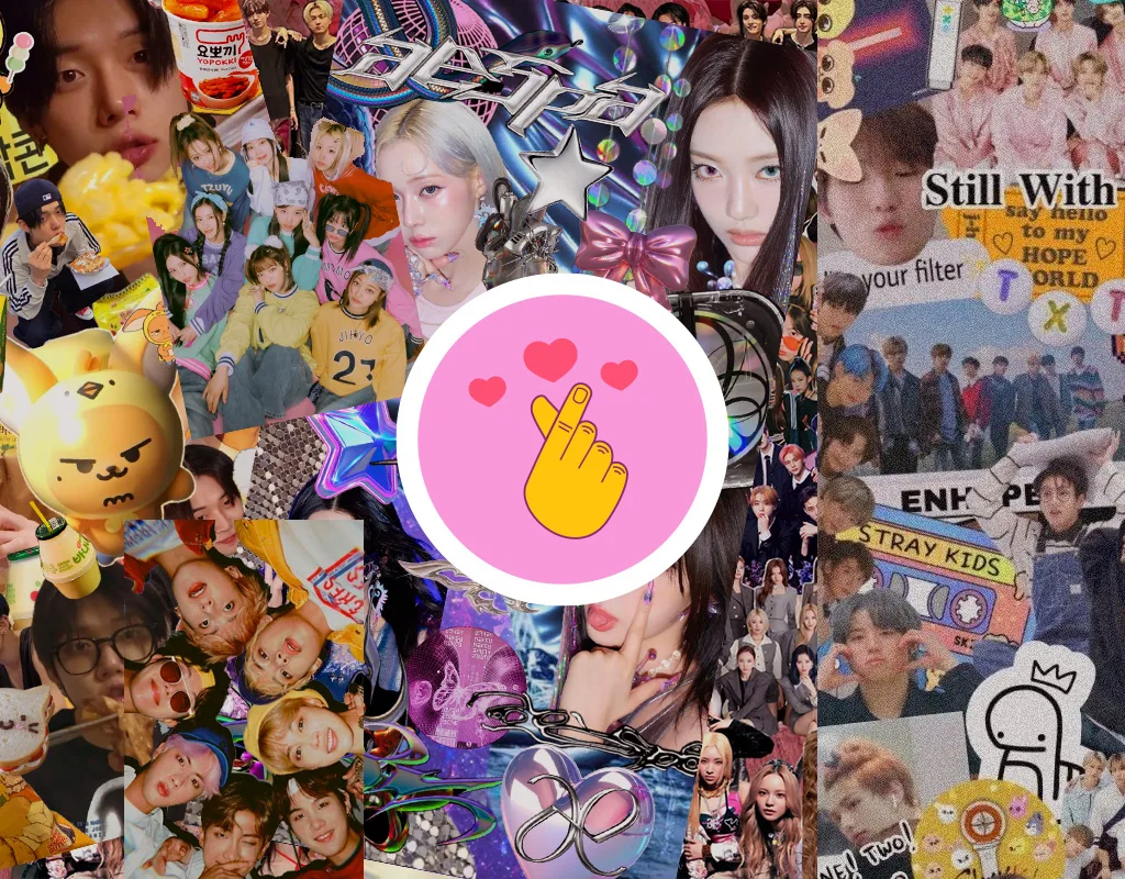 Collage di vari idol coreani, simbolo del marketing k-pop