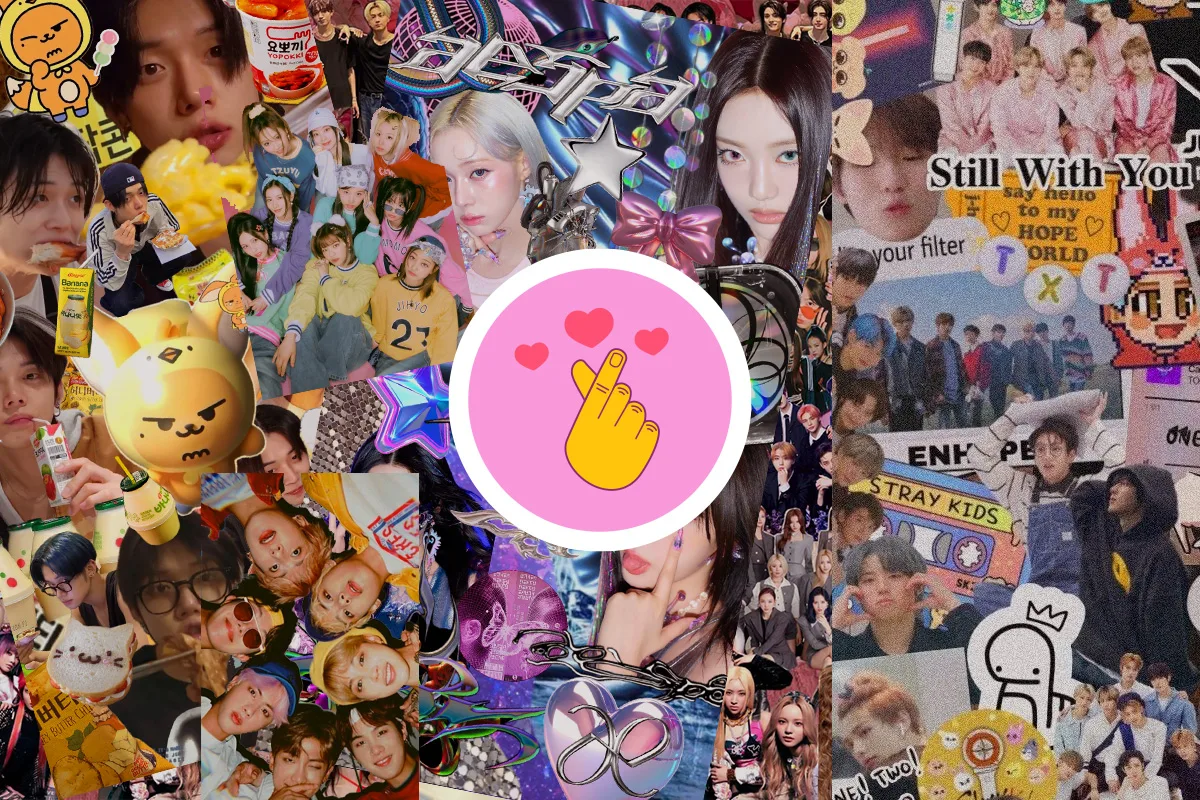 Collage di vari idol coreani, simbolo del marketing k-pop